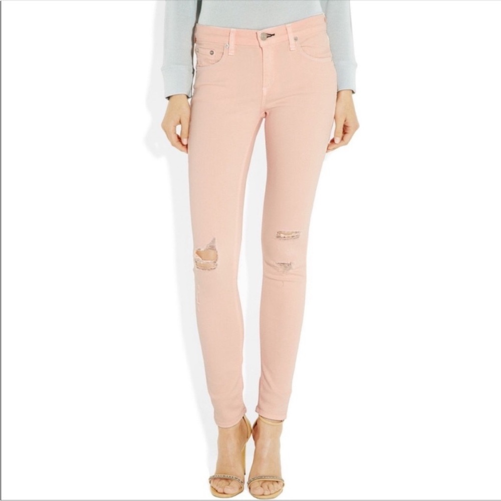 Rag & Bone Pink Distressed Skinny Jeans